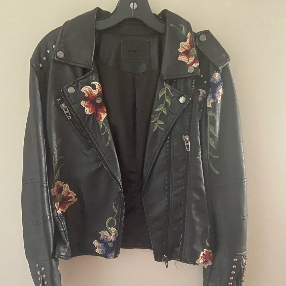 Blank NYC embroidered leather jacket